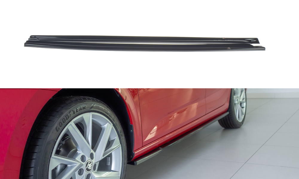 Maxton Design Seitenschweller Diffuser Skoda Scala schwarz Hochglanz für Skoda Scala Mk1 [2019 -]