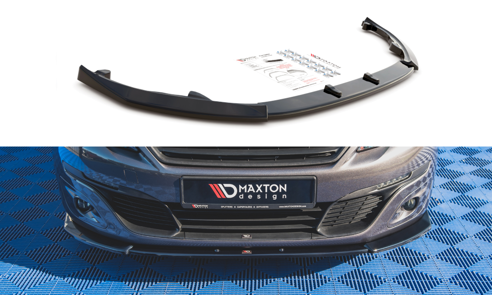 Maxton Design Street+ Spoilerlippe Front Ansatz V.2 passend für Peugeot 308 Mk2 schwarz Hochglanz