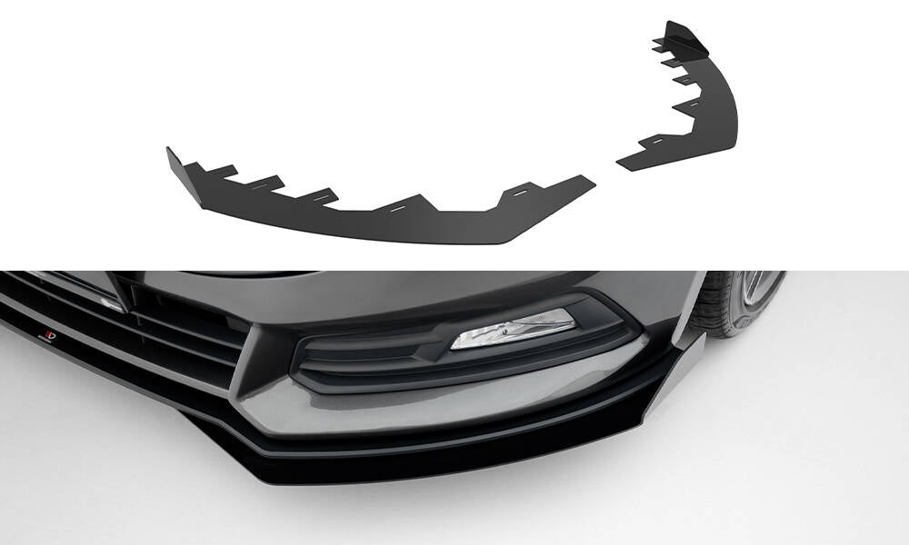 Maxton Design Front Stoßstange Flaps passend für Ford Focus ST Mk3 Facelift schwarz Hochglanz
