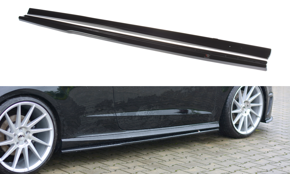 Maxton Design Street+ Seitenschweller Leisten passend für Audi S3/A3 S-Line Hatchback 8V/8V Facelift schwarz Hochglanz