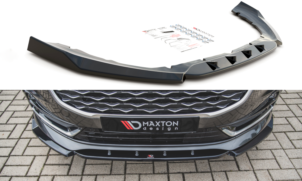 Maxton Design Street+ Spoilerlippe Front Ansatz passend für Ford S-Max Mk2 Facelift schwarz Hochglanz