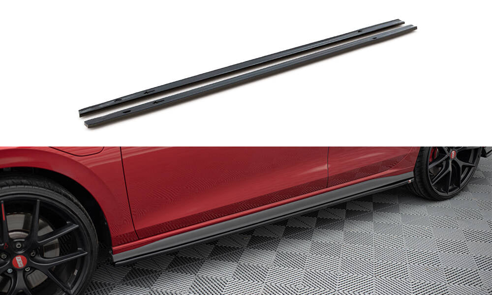 Maxton Design Street+ Seitenschweller Leisten passend für V.1 passend für VW Golf GTI / GTE / GTI Clubsport / GTD / R-Line Mk8 schwarz Hochglanz