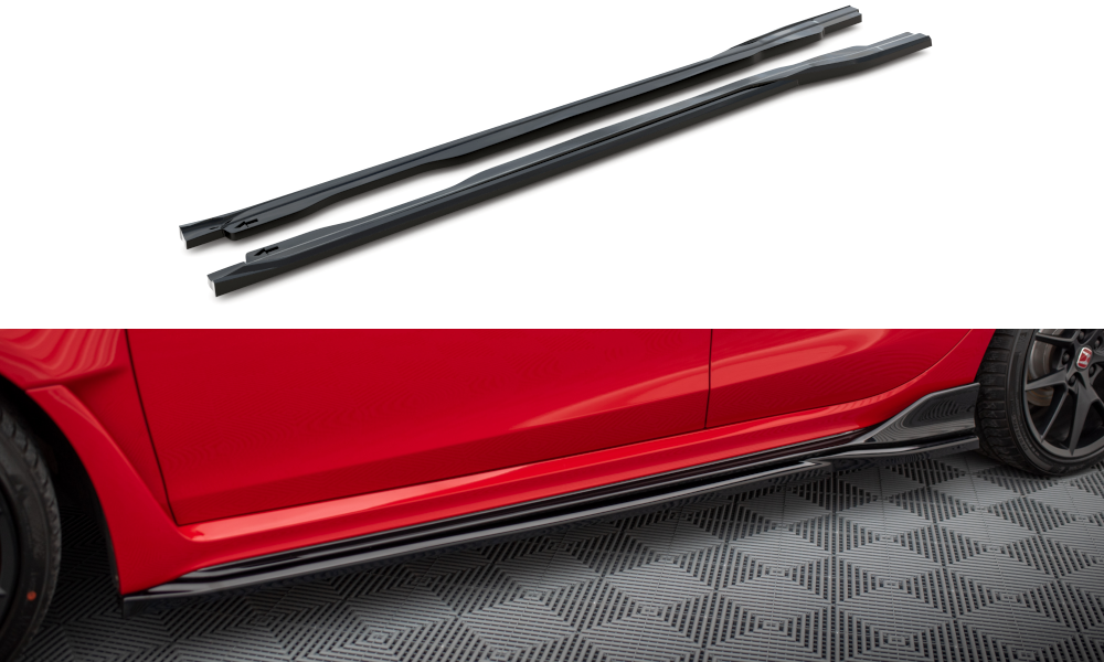 Maxton Design Street+ Seitenschweller Leisten passend für V.1 passend für Honda Civic Type-R Mk 11 schwarz Hochglanz