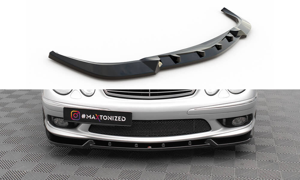 Maxton Design Street+ Spoilerlippe Front Ansatz passend für Mercedes-Benz E 55 AMG W211 schwarz Hochglanz