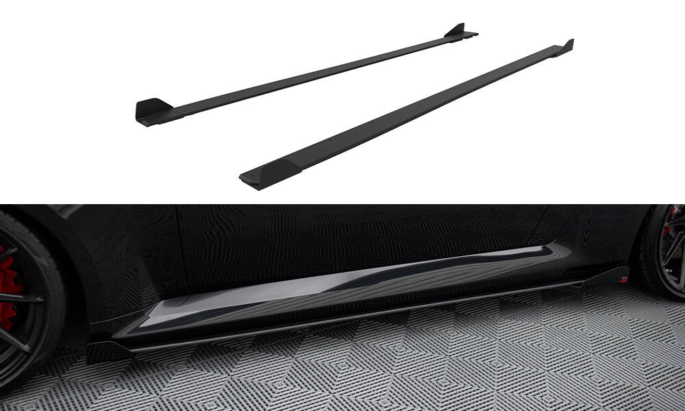 Maxton Design Street Pro Street+ Seitenschweller Leisten passend für V.1 + Flaps passend für BMW M2 G87 schwarz Hochglanz