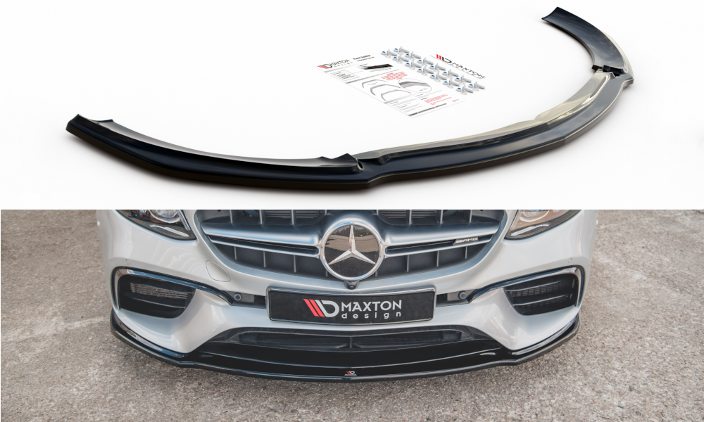 Maxton Design Street+ Spoilerlippe Front Ansatz V.2 passend für Mercedes-Benz E63 AMG Kombi/Limousine S213/W213 schwarz Hochglanz