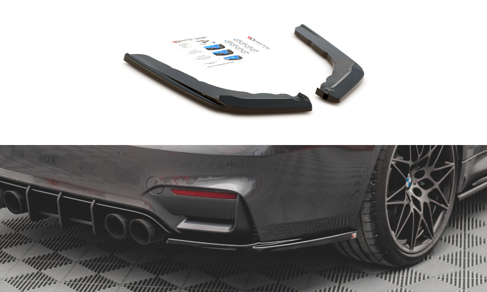 Maxton Design Heck Ansatz Flaps Diffusor V.2 passend für BMW M4 F82 schwarz Hochglanz