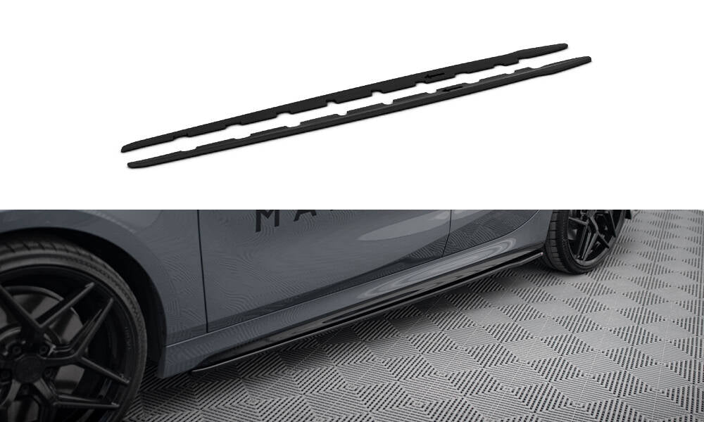 Maxton Design Street+ Seitenschweller Leisten V.2 passend für BMW 1er M-Paket / M135i / 128ti schwarz Hochglanz