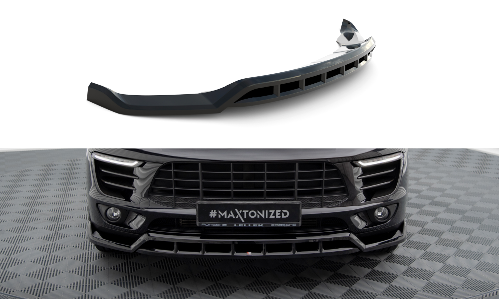 Maxton Design Street+ Spoilerlippe Front Ansatz V.3 passend für Porsche Macan Mk1 schwarz Hochglanz