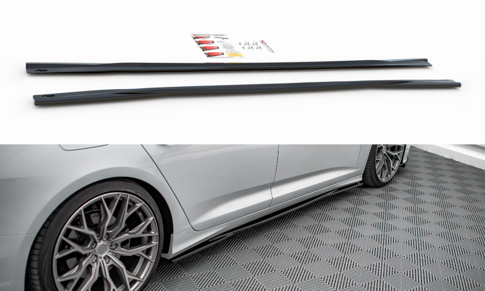 Maxton Design Street+ Seitenschweller Leisten passend für Audi A6 S-Line / S6 C8 / C8 Facelift schwarz Hochglanz