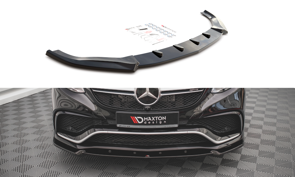 Maxton Design Street+ Spoilerlippe Front Ansatz V.1 passend für Mercedes-Benz GLE Coupe / SUV 63 AMG C292 / W166 schwarz Hochglanz