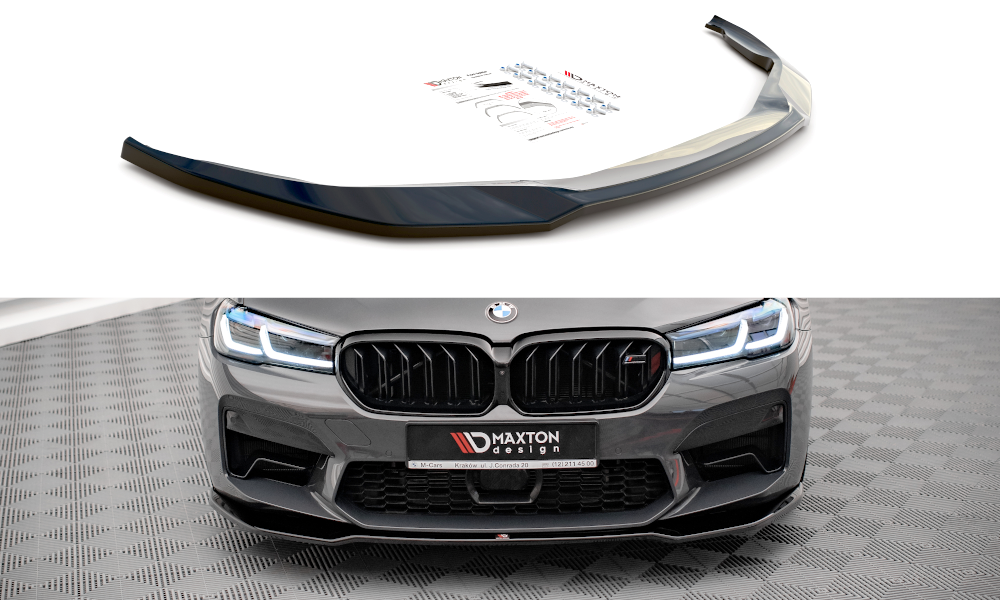 Maxton Design Street+ Spoilerlippe Front Ansatz V.2 passend für BMW M5 F90 Facelift schwarz Hochglanz