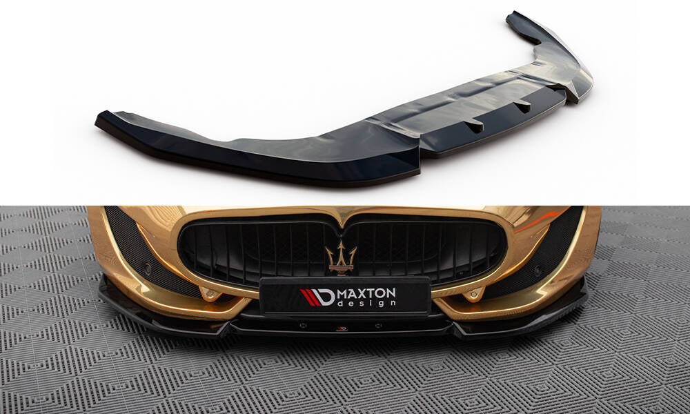Maxton Design Street+ Spoilerlippe Front Ansatz V.2 passend für Maserati Granturismo Mk1 Facelift schwarz Hochglanz