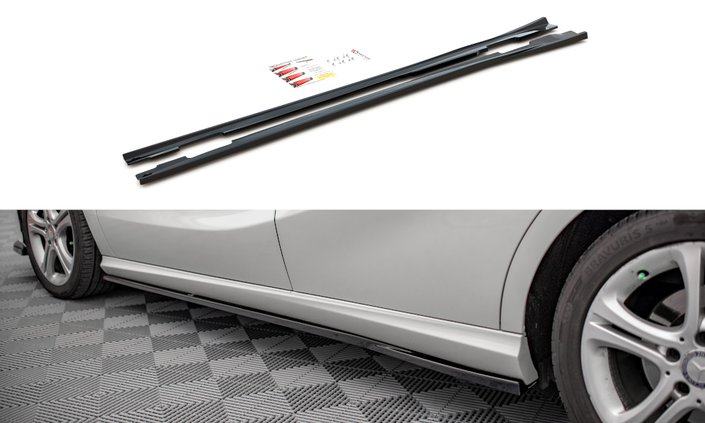Maxton Design Street+ Seitenschweller Leisten V.2 passend für Mercedes-Benz A W176 schwarz Hochglanz