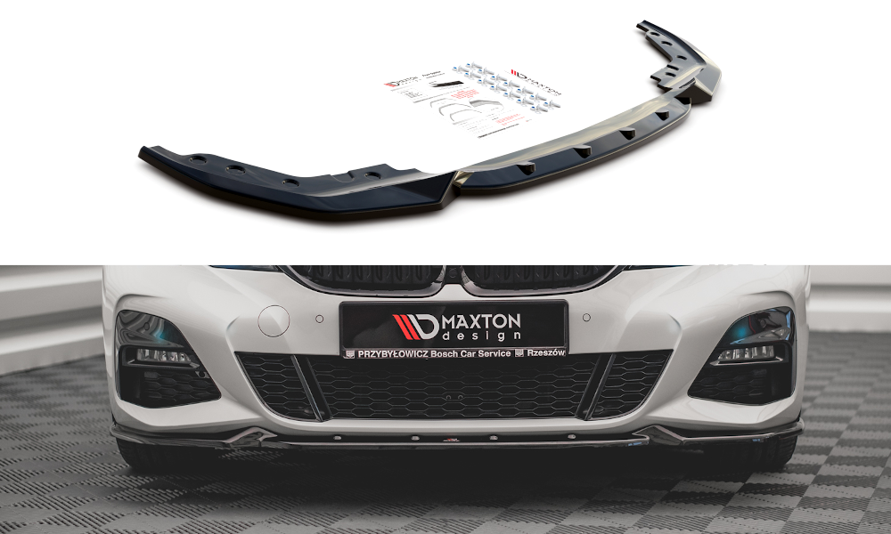Maxton Design Street+ Spoilerlippe Front Ansatz V.4 passend für BMW 3er G20 / G21 M-Paket schwarz Hochglanz