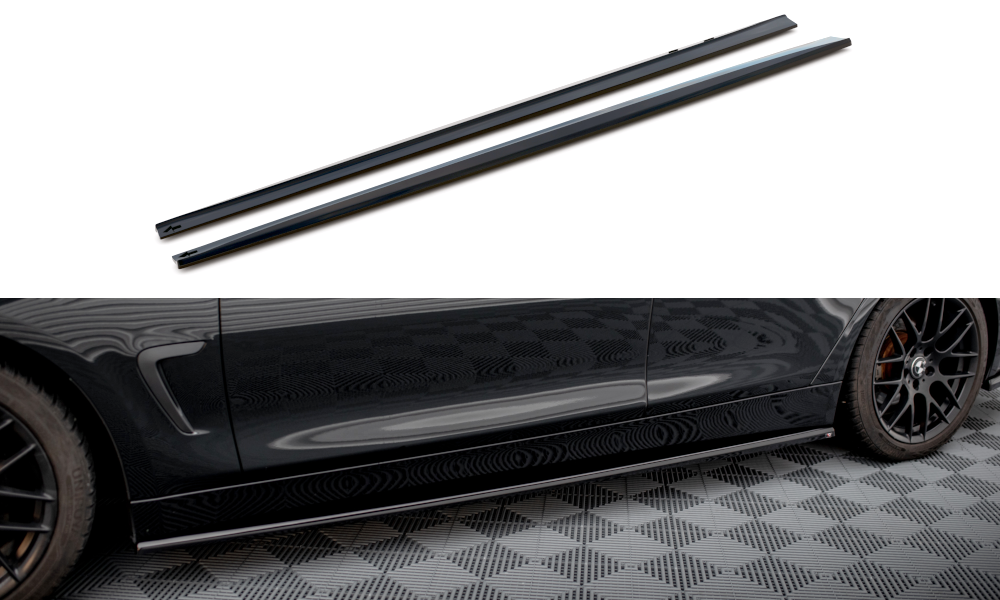 Maxton Design Street+ Seitenschweller Leisten passend für BMW 4er Coupe / Gran Coupe / Cabrio F32 / F36 / F33 schwarz Hochglanz