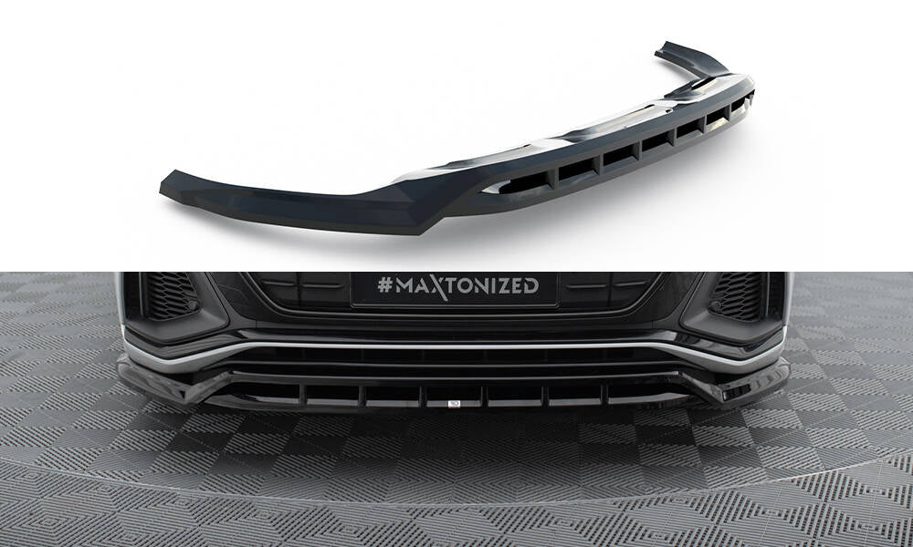 Maxton Design Street+ Spoilerlippe Front Ansatz V.2 passend für Audi SQ8 / Q8 S-Line Mk1 schwarz Hochglanz