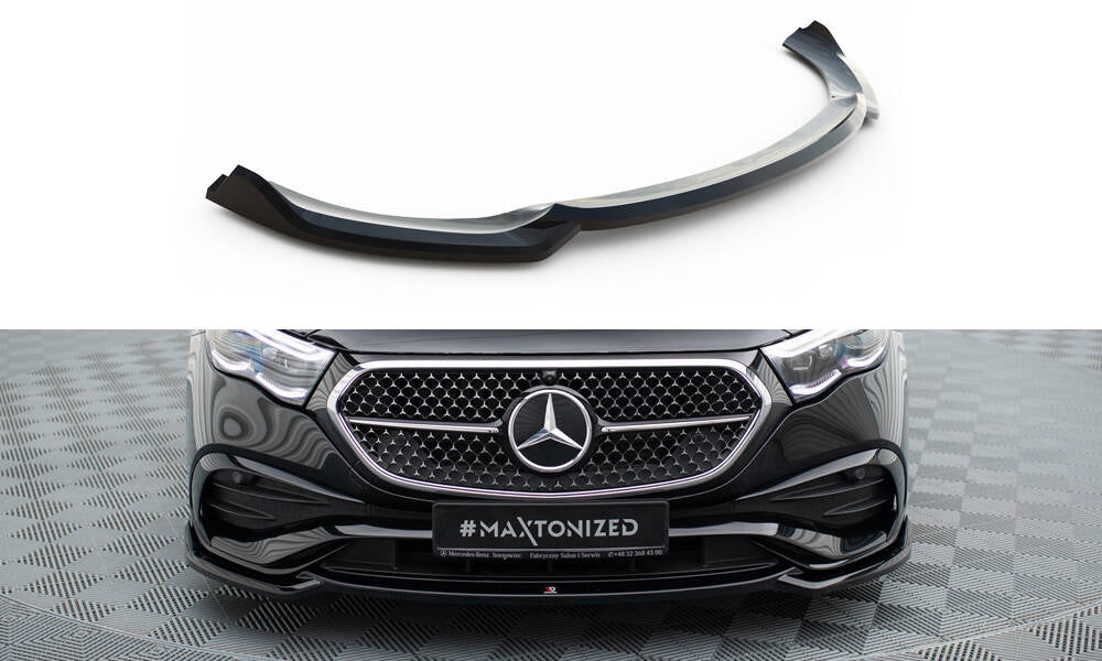 Maxton Design Street+ Spoilerlippe Front Ansatz V.1 passend für Mercedes-Benz E AMG-Line Limousine / Kombi W214 schwarz Hochglanz