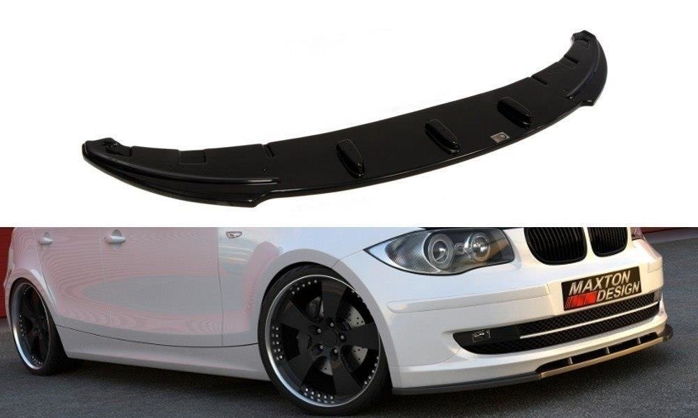 Maxton Design Street+ Spoilerlippe Front Ansatz passend für BMW 1er E81 / E87 Facelift schwarz Hochglanz