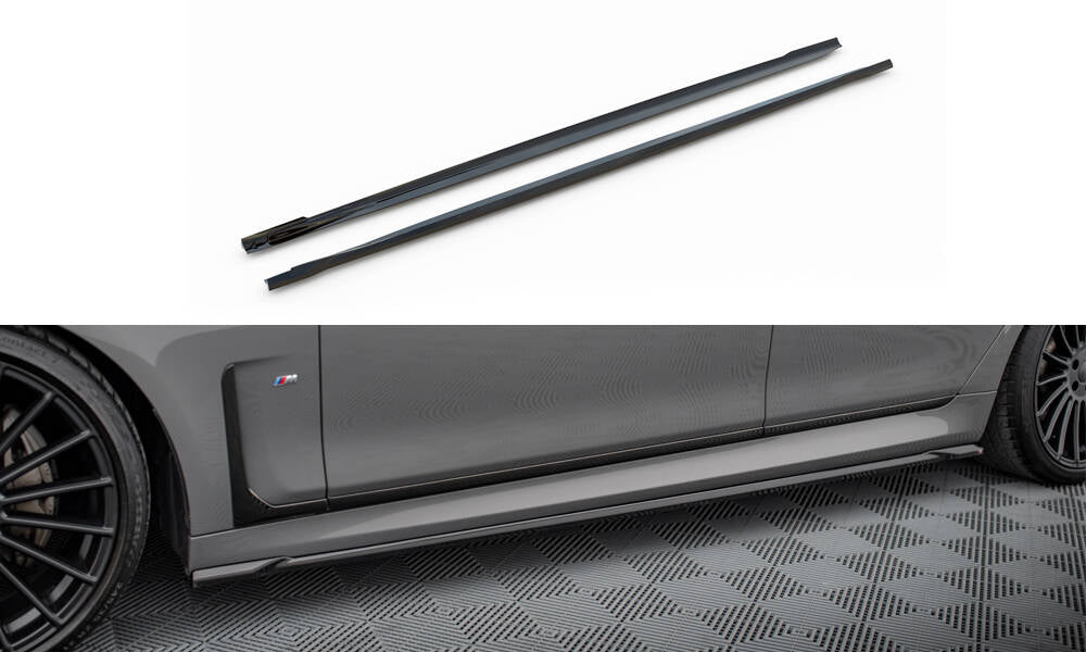 Maxton Design Street+ Seitenschweller Leisten V.2 passend für BMW 7 M-Paket G11 schwarz Hochglanz