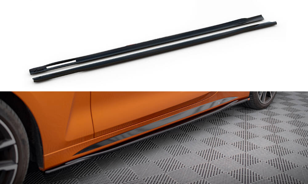 Maxton Design Street+ Seitenschweller Leisten passend für V.3 passend für BMW 4er M-Paket / M440i G22 / G23 / G22 Facelift / G23 Facelift schwarz Hochglanz