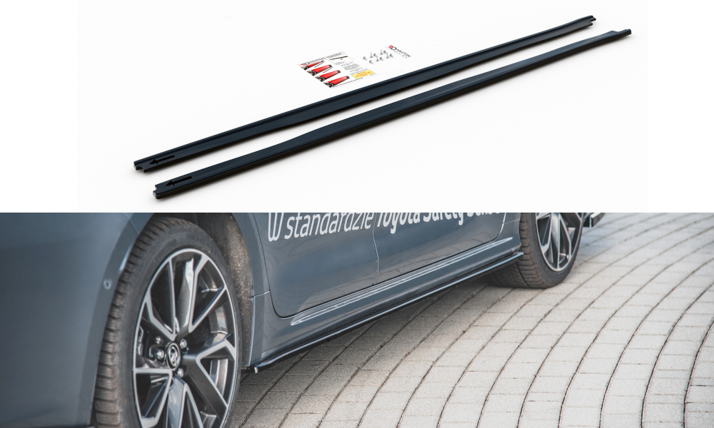 Maxton Design Street+ Seitenschweller Leisten passend für Toyota Corolla XII Limousine schwarz Hochglanz