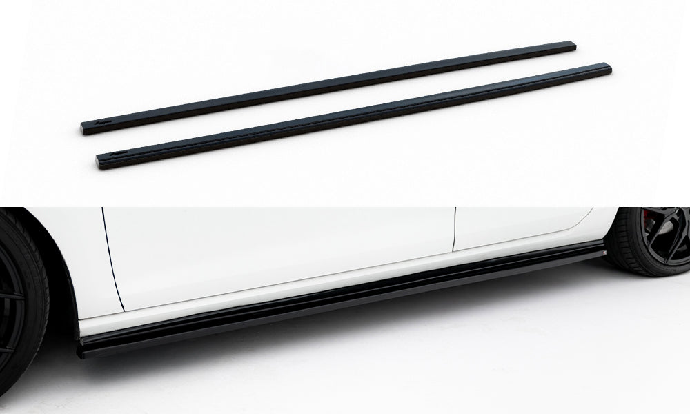 Maxton Design Street+ Seitenschweller Leisten V.2 passend für VW Golf GTI / GTD Mk7 / Mk7 Facelift (verengen) schwarz Hochglanz