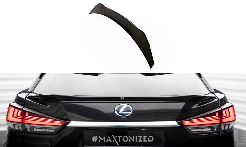 Maxton Design Niedriger Spoiler CAP 3D passend für Lexus RX F-Sport Mk4 Facelift schwarz Hochglanz
