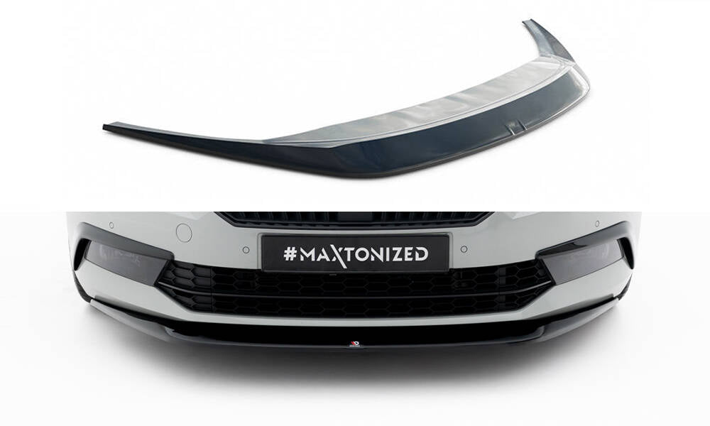 Maxton Design Street+ Spoilerlippe Front Ansatz V.1 passend für Skoda Superb Liftback / Combi Mk3 schwarz Hochglanz