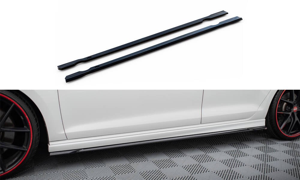 Maxton Design Street+ Seitenschweller Leisten passend für V.4 VW Golf R / R-Line Mk7 schwarz Hochglanz