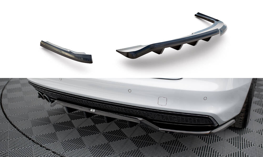 Maxton Design Street+ Mittlerer Diffusor RACE passend für Audi A4 Competition B8 Facelift schwarz Hochglanz