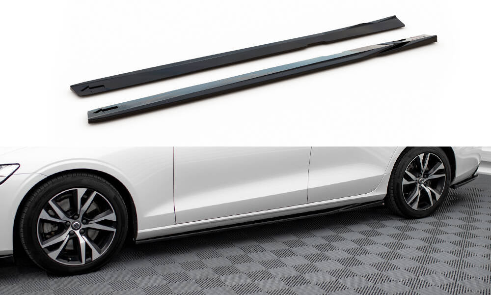 Maxton Design Street+ Seitenschweller Leisten passend für V.1 passend für Volvo S60/V60 R-Design Mk3 schwarz Hochglanz