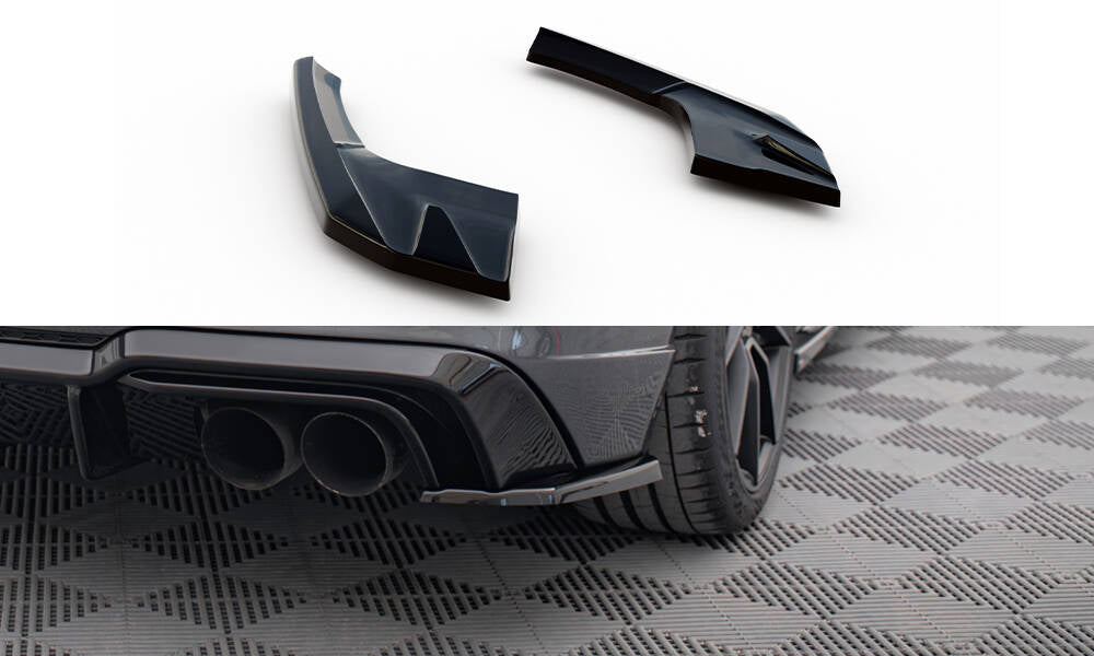 Maxton Design Heck Ansatz Flaps Diffusor V.2 passend für Audi S3 / A3 S-Line Sportback 8V Facelift schwarz Hochglanz