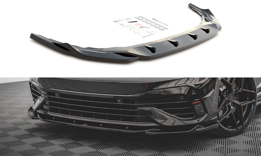 Maxton Design Street+ Spoilerlippe Front Ansatz V.4 passend für VW Golf R Hatchback / Variant Mk8 schwarz Hochglanz