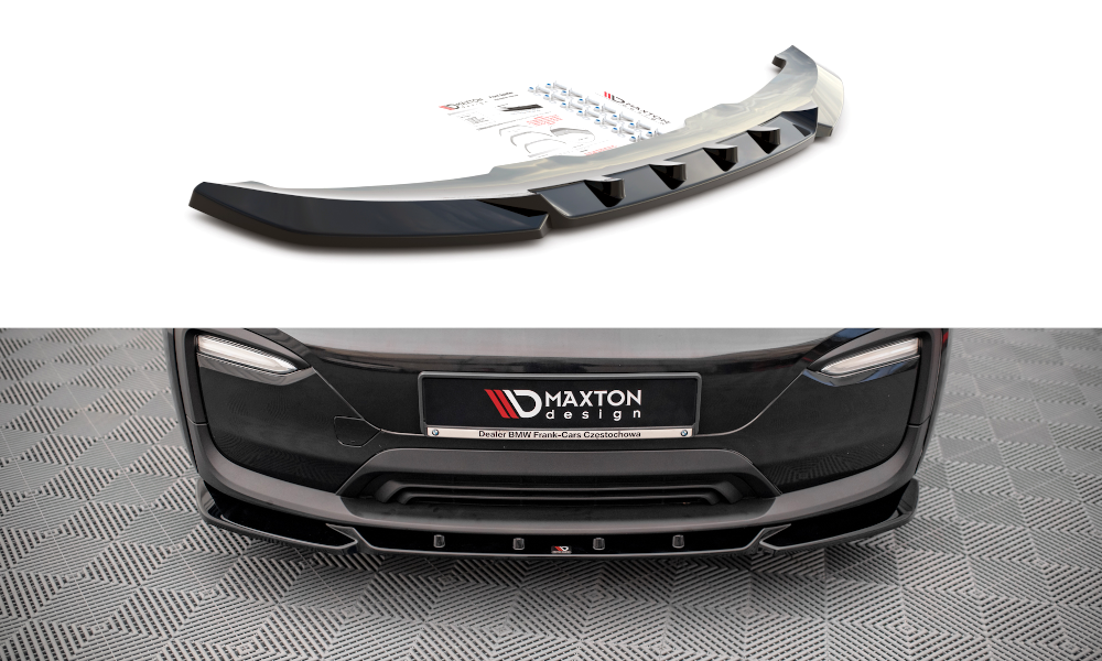 Maxton Design Street+ Spoilerlippe Front Ansatz V.2 passend für BMW i3 S Mk1 Facelift schwarz Hochglanz