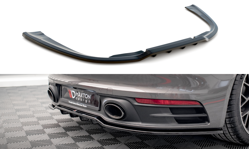 Maxton Design Street+ Mittlerer Diffusor RACE passend für Porsche 911 Carrera 4S 992 schwarz Hochglanz
