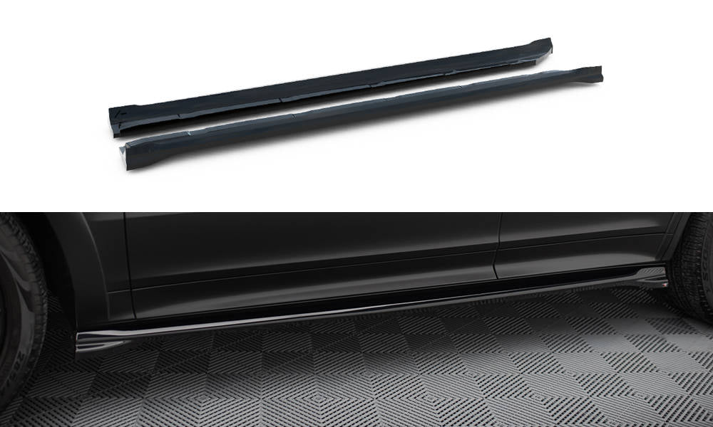 Maxton Design Street+ Seitenschweller Leisten passend für V.1 passend für Porsche Cayenne SUV / Coupe Mk3 Facelift schwarz Hochglanz