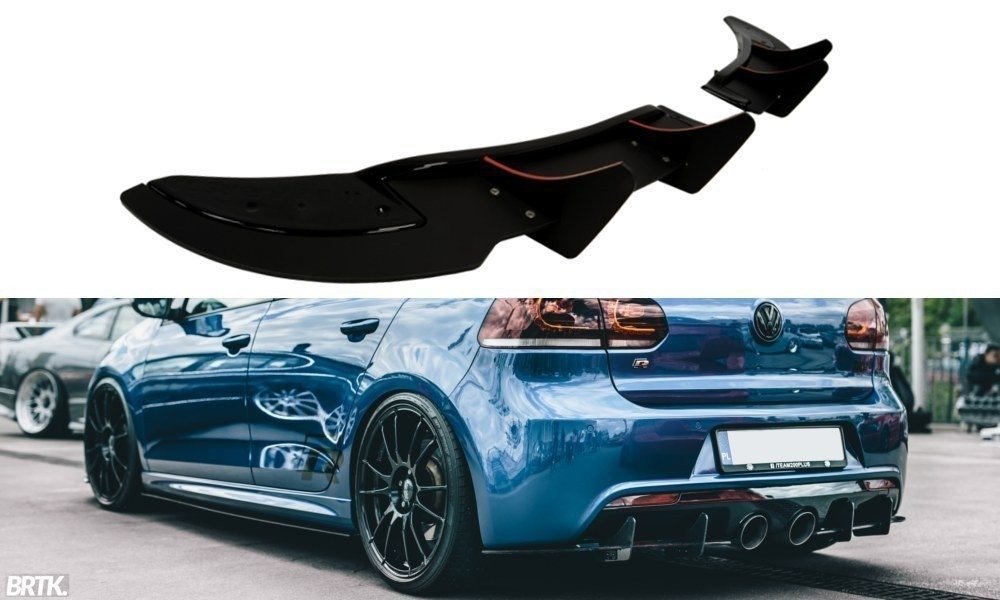 Maxton Design Heck Ansatz Flaps Diffusor passend für VW GOLF 6 R (CNC) schwarz Hochglanz