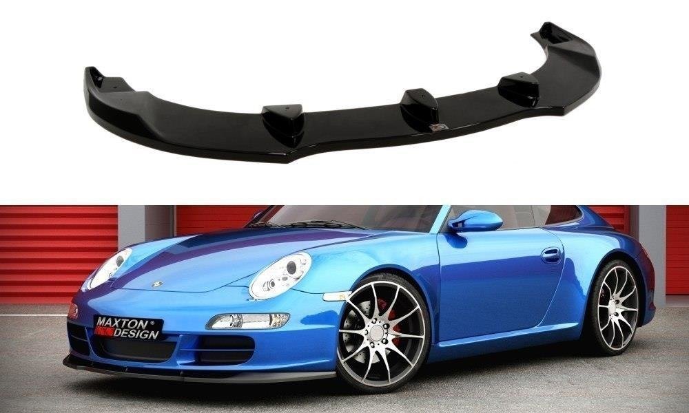 Maxton Design Street+ Spoilerlippe Front Ansatz passend für Porsche 911 Carrera 997.1 schwarz Hochglanz
