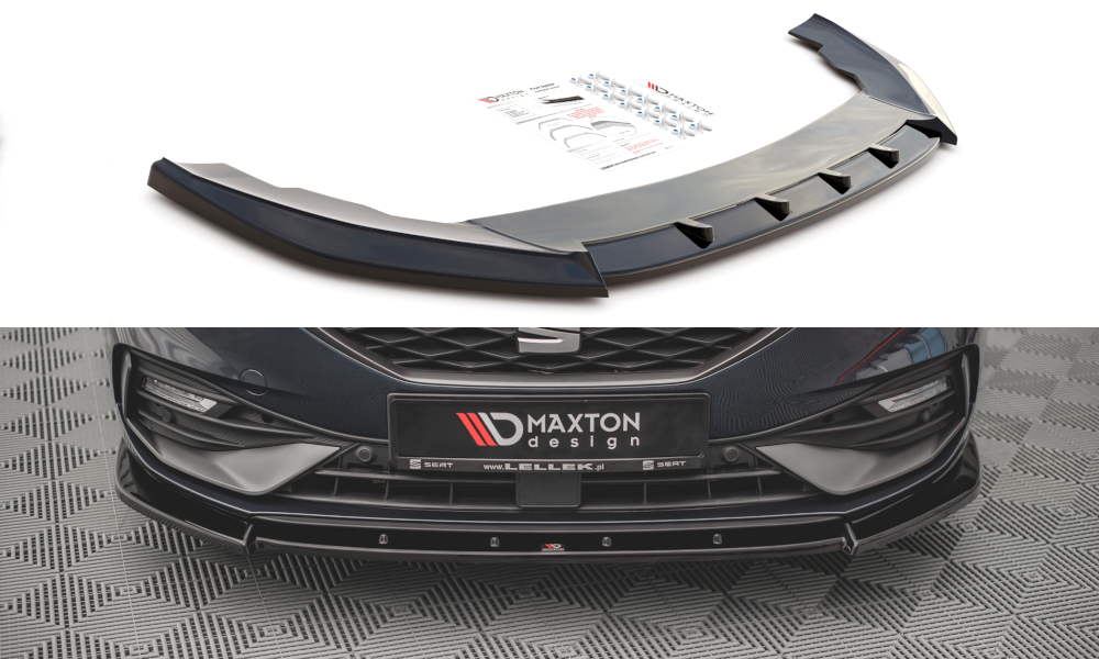 Maxton Design Street+ Spoilerlippe Front Ansatz V.1 passend für Seat Leon FR Mk4 schwarz Hochglanz