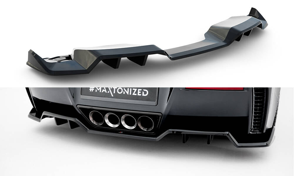 Maxton Design Mittlerer Diffusor Heck Ansatz DTM Look passend für Chevrolet Corvette Z06 C7 schwarz Hochglanz