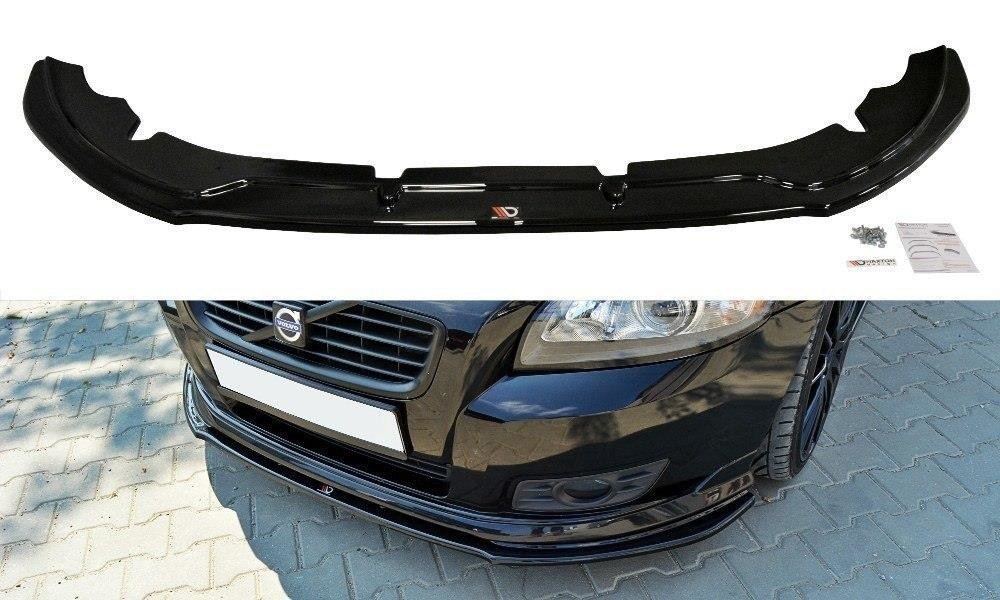Maxton Design Street+ Spoilerlippe Front Ansatz passend für v.1 VOLVO V50F R-DESIGN schwarz Hochglanz