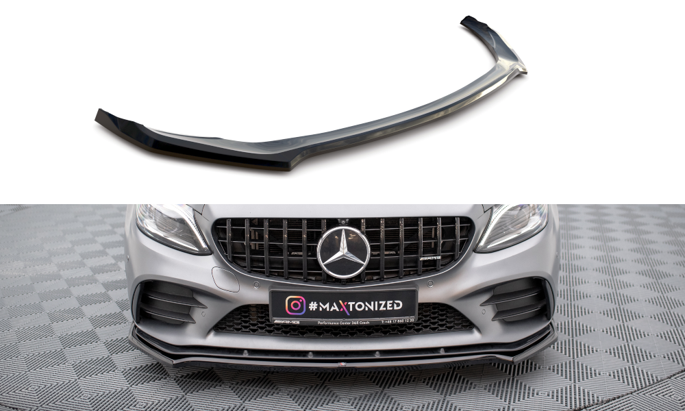 Maxton Design Street+ Spoilerlippe Front Ansatz V.1 passend für Mercedes-AMG C43 Coupe / Cabrio / Limousine / Kombi C205 / A205 / W205 / S205 Facelift schwarz Hochglanz