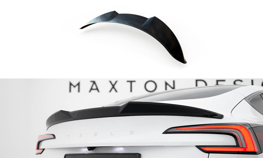 Maxton Design Spoiler CAP 3D passend für Tesla Model 3 Performance Mk1 Facelift schwarz Hochglanz