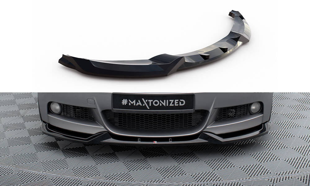 Maxton Design Street+ Spoilerlippe Front Ansatz V.1 passend für BMW 1er M-Paket E82 schwarz Hochglanz