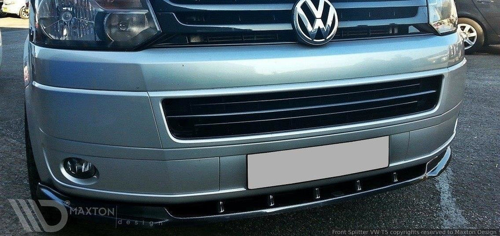 Maxton Design Street+ Spoilerlippe Front Ansatz passend für VW T5 Facelift schwarz Hochglanz