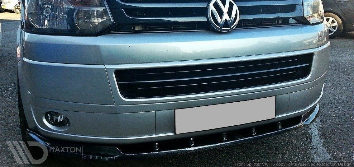 Maxton Design Street+ Spoilerlippe Front Ansatz passend für VW T5 Facelift schwarz Hochglanz