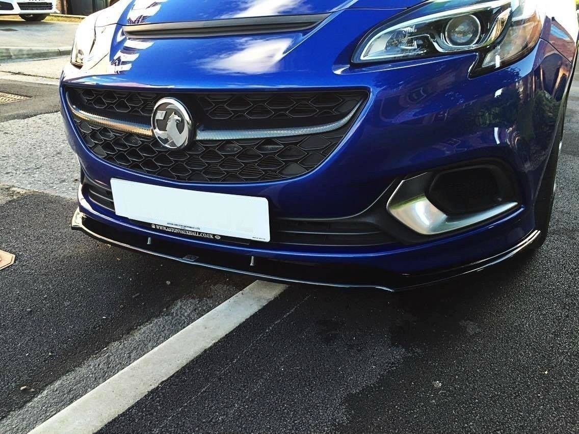 Maxton Design Street+ Spoilerlippe Front Ansatz passend für OPEL CORSA E OPC / VXR schwarz Hochglanz