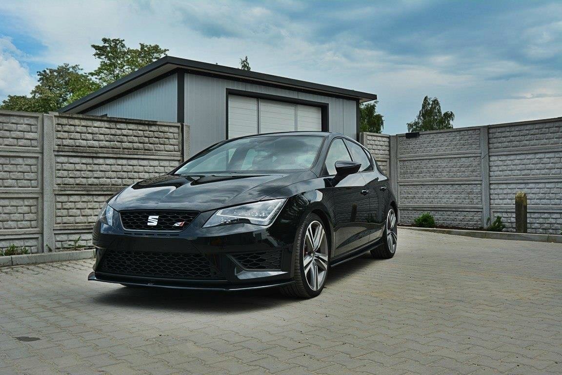 Maxton Design Street+ Spoilerlippe Front Ansatz passend für SEAT LEON III CUPRA / FR schwarz Hochglanz