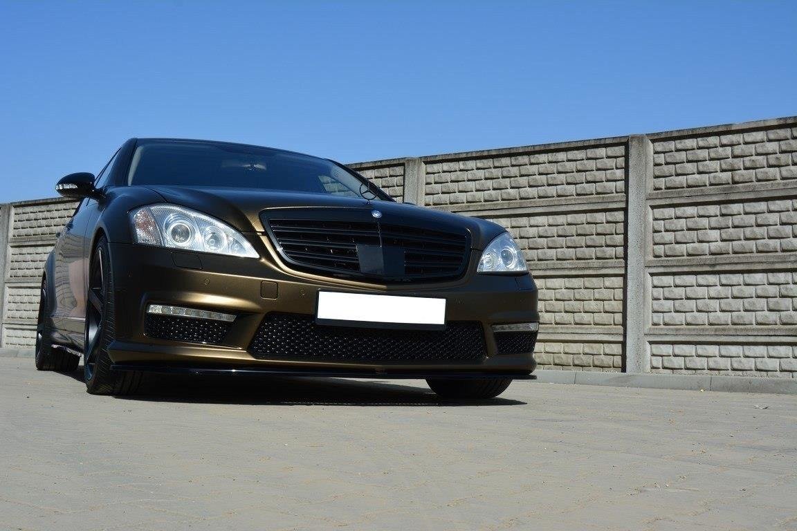 Maxton Design Street+ Spoilerlippe Front Ansatz passend für MERCEDES S-KLASSE W221 AMG schwarz Hochglanz